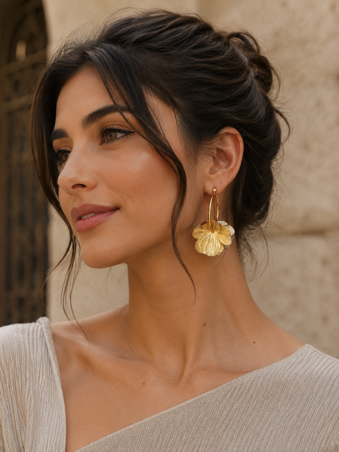Metal Hollow Flowers Ear Ring All-match Fashion Earrings