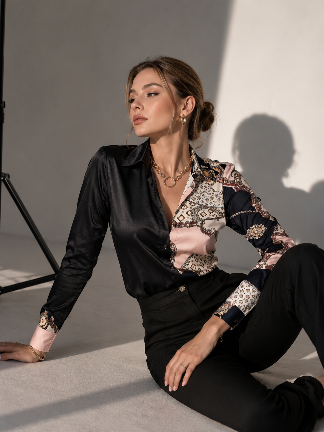 Luxury Printed Patchwork Blouse – Available in Multiple Colors & Stylish Designs