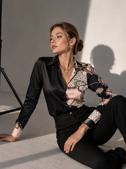 Luxury Printed Patchwork Blouse – Available in Multiple Colors & Stylish Designs