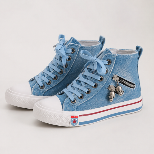 Large Size Flat Lace-up Breathable High-top Women's Shoes