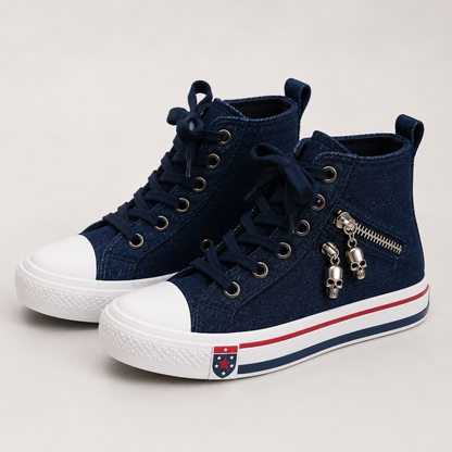 Large Size Flat Lace-up Breathable High-top Women's Shoes