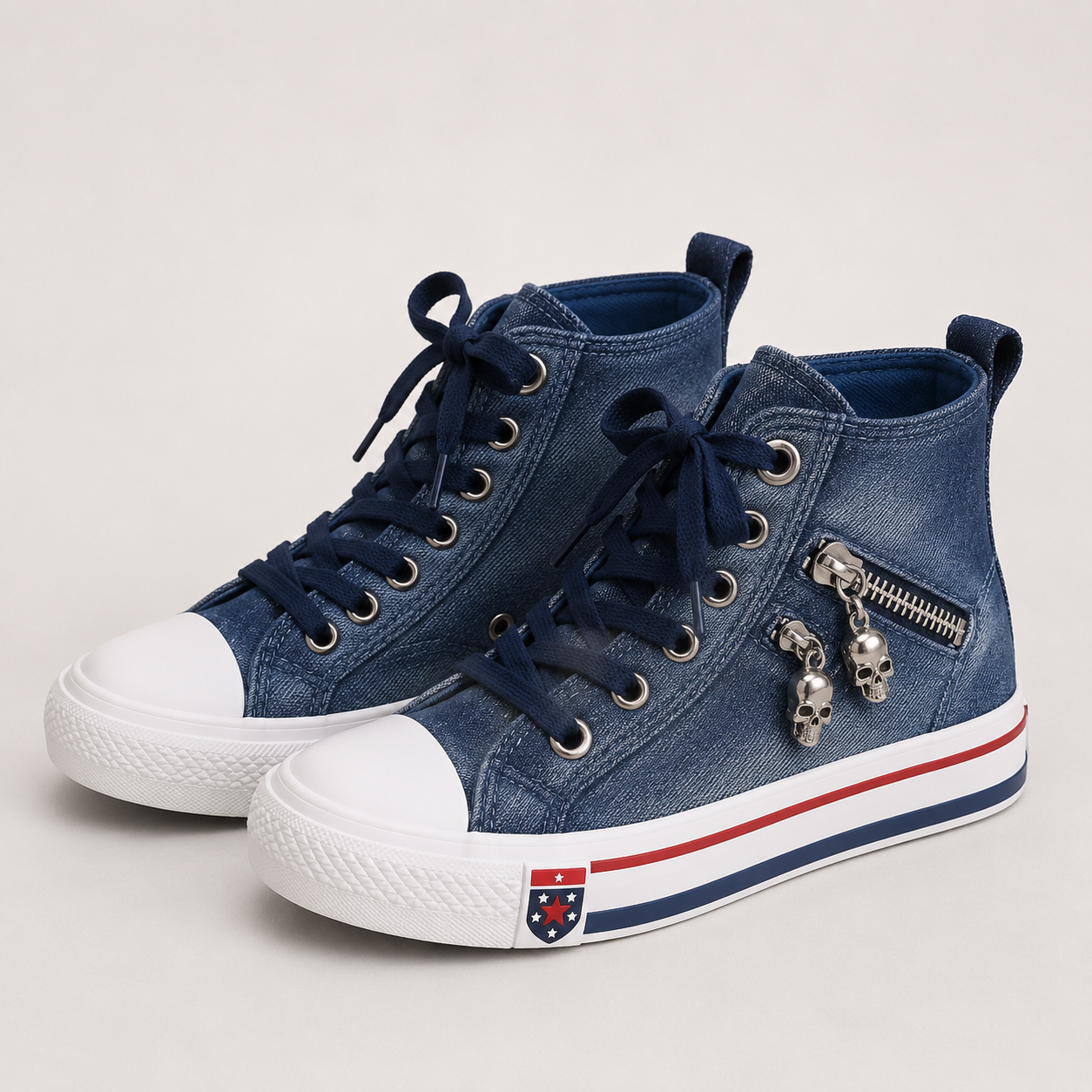 Large Size Flat Lace-up Breathable High-top Women's Shoes