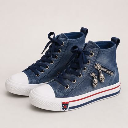 Large Size Flat Lace-up Breathable High-top Women's Shoes