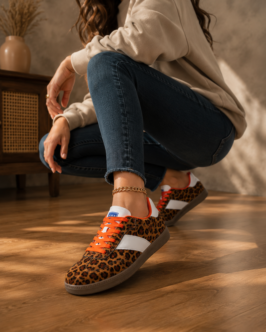 Leopard-print Casual Flat Sneakers