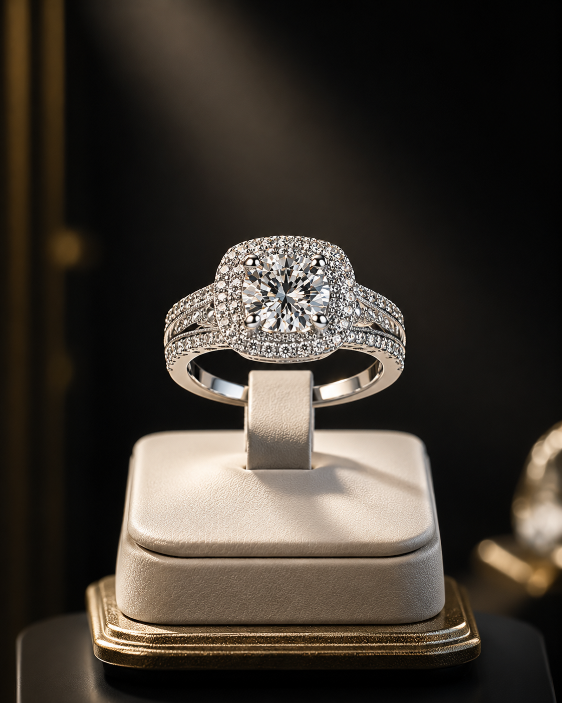 Diamond-Encrusted Square Zircon Ring With Topaz For Women