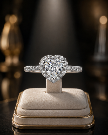 Love simulation diamond heart-shaped female ring