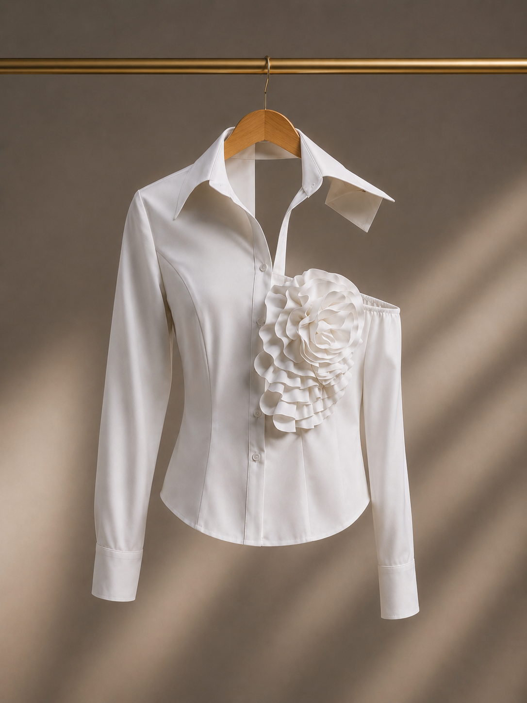 White Blouse With A One-shoulder TOP