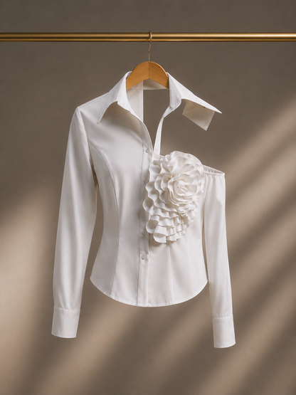 White Blouse With A One-shoulder TOP