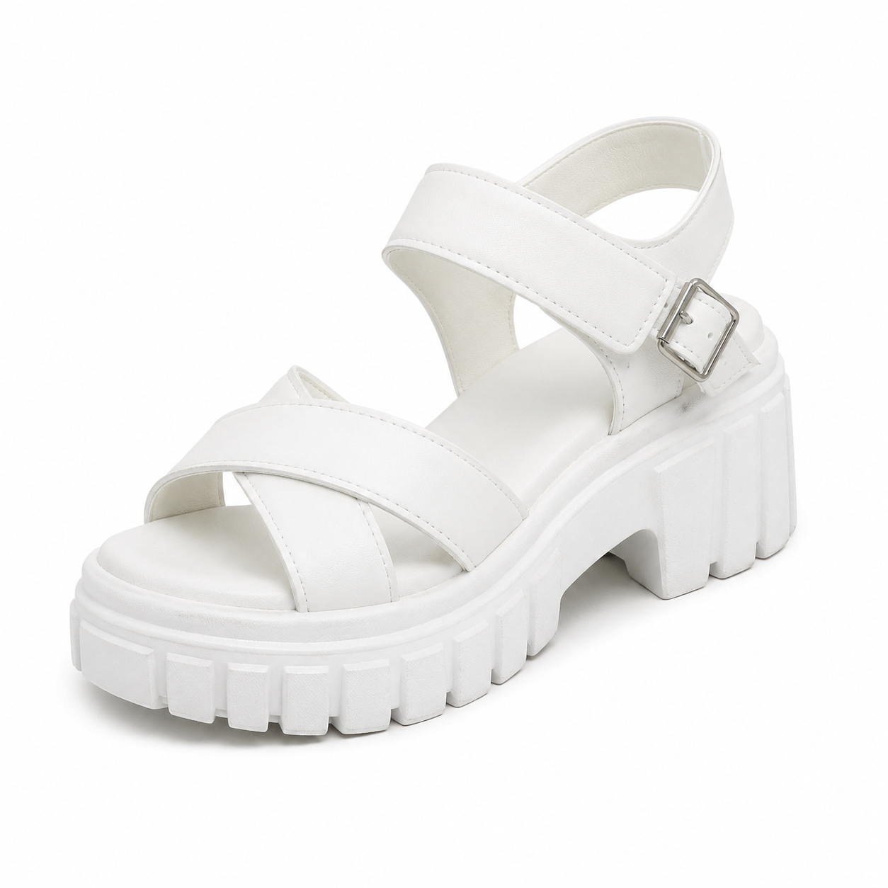 Thick Bottom Solid Color Casual Horseshoe Heel Sandals Summer