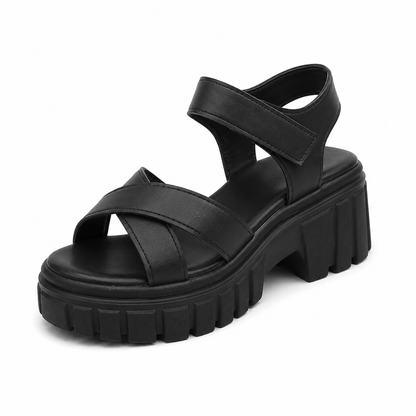 Thick Bottom Solid Color Casual Horseshoe Heel Sandals Summer