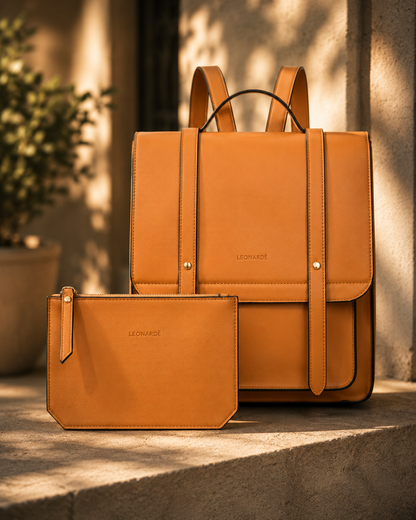 Soft leather solid color shoulder bag