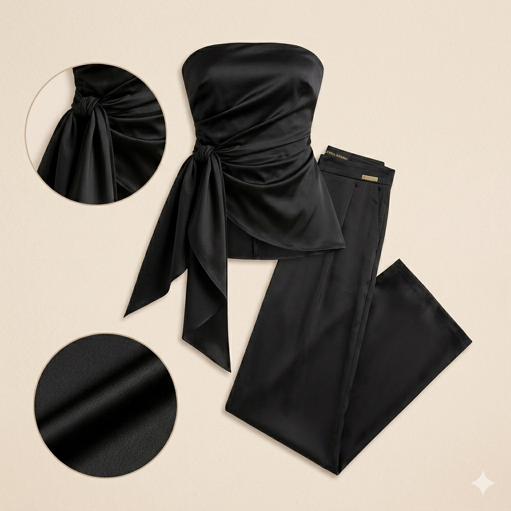 Irregular Tube Top Vest High Waist Casual Wide Leg Pants Suit