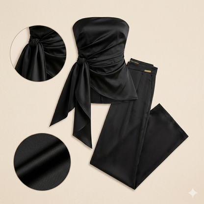 Irregular Tube Top Vest High Waist Casual Wide Leg Pants Suit