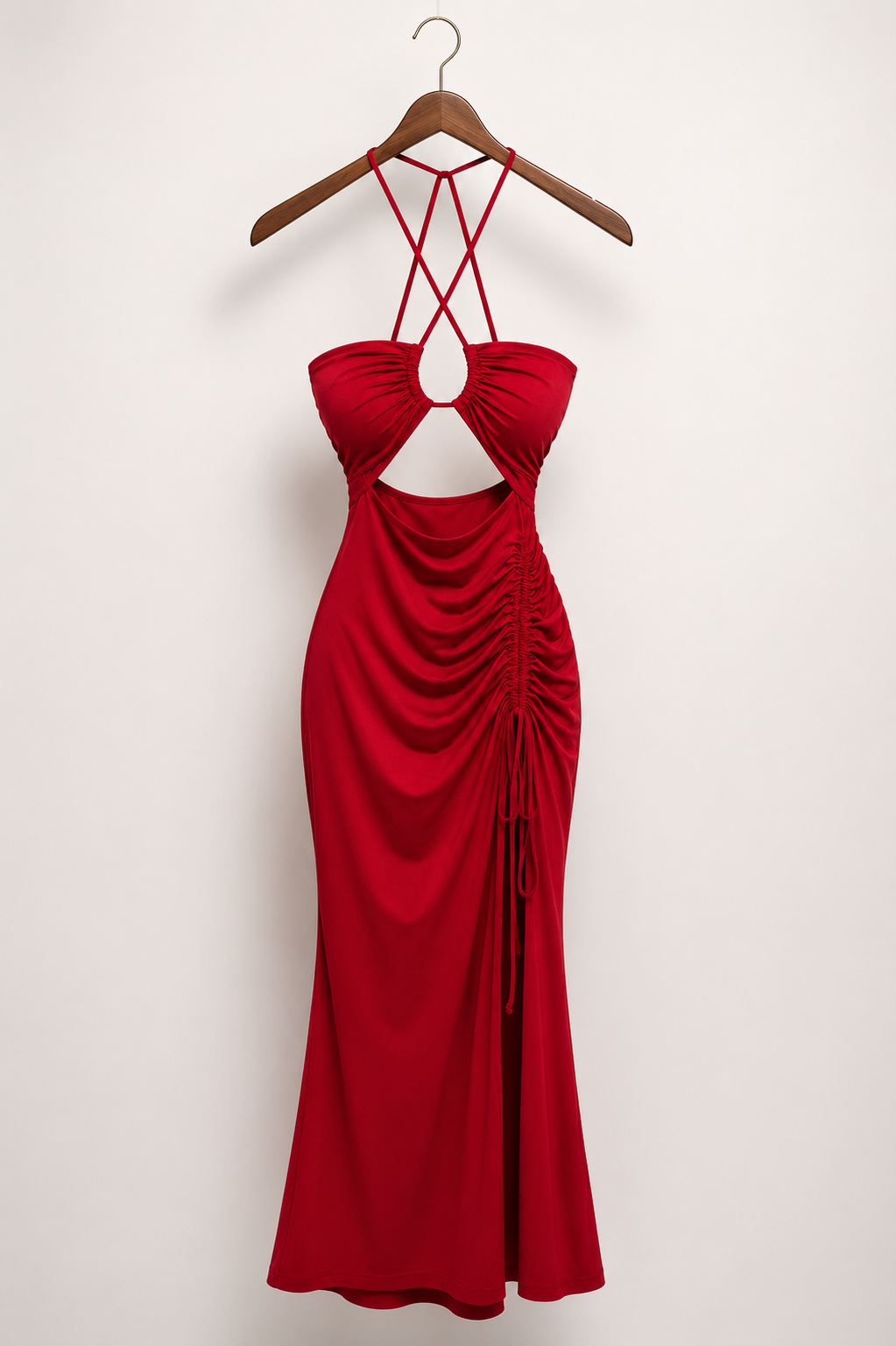 HLight Luxury Temperament  Chest Hollow Out Back Halter Dress