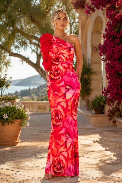 Women's Slim Sleeveless Three-dimensional Flower Dress
