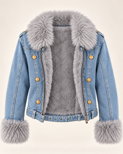 Alpine Fur-Trim Denim Jacket – product view 2