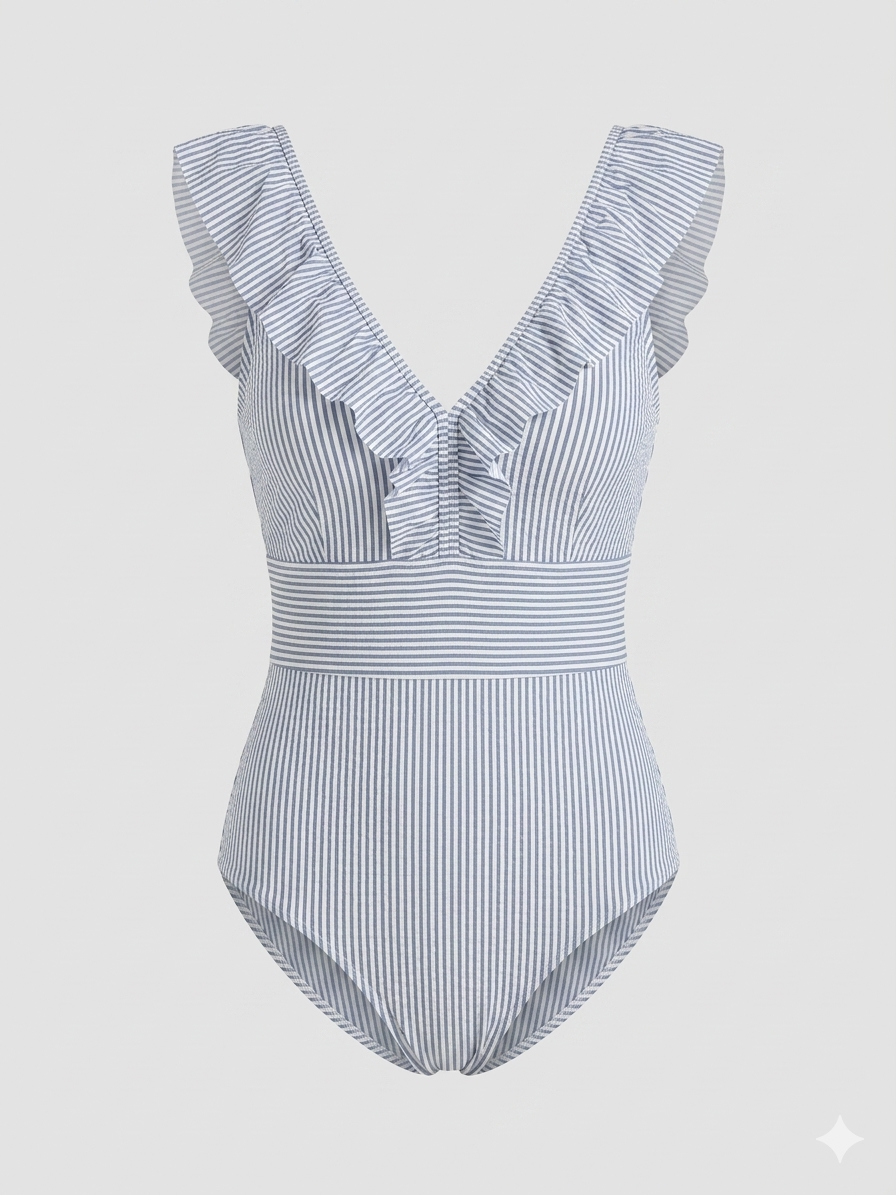 One-piece Swimsuit Striped Skinny Europe and America