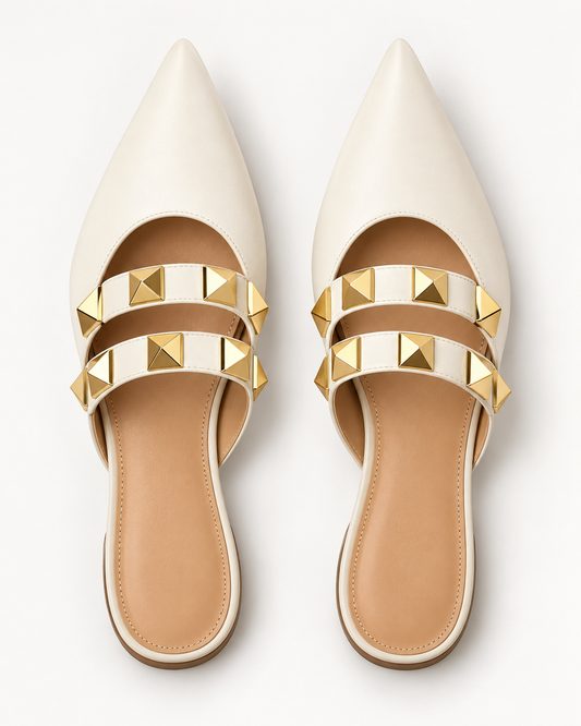 Studded Pointed-Toe Mules by Leonardé