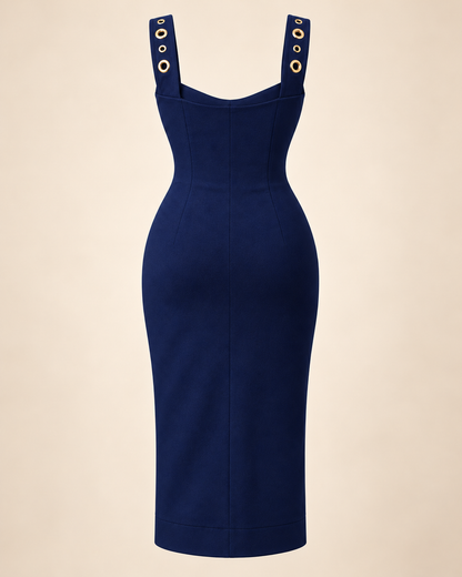 Gold Eyelet Midi Dress – product view 5