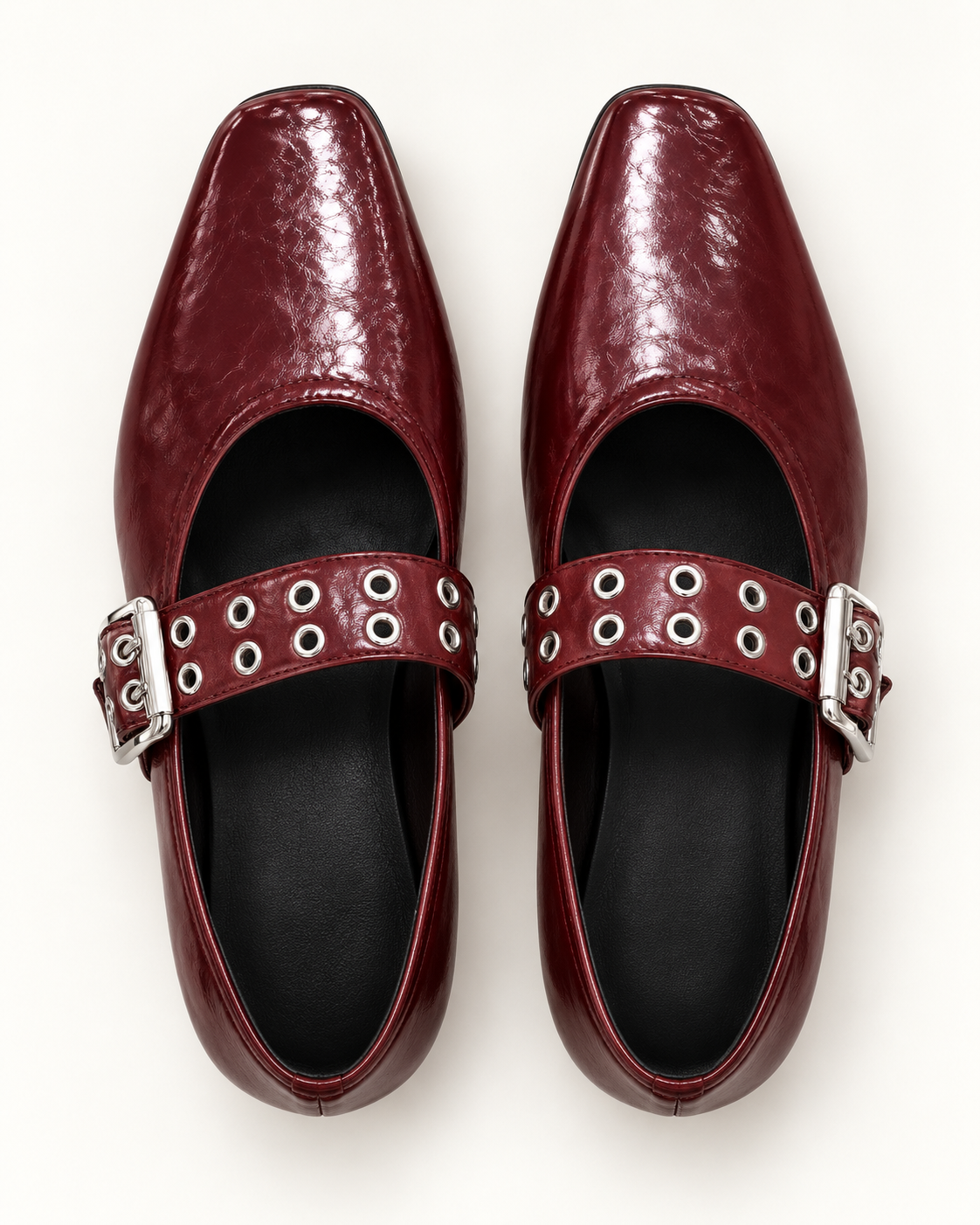 Eyelet Buckle Mary Jane Flats by Leonardé