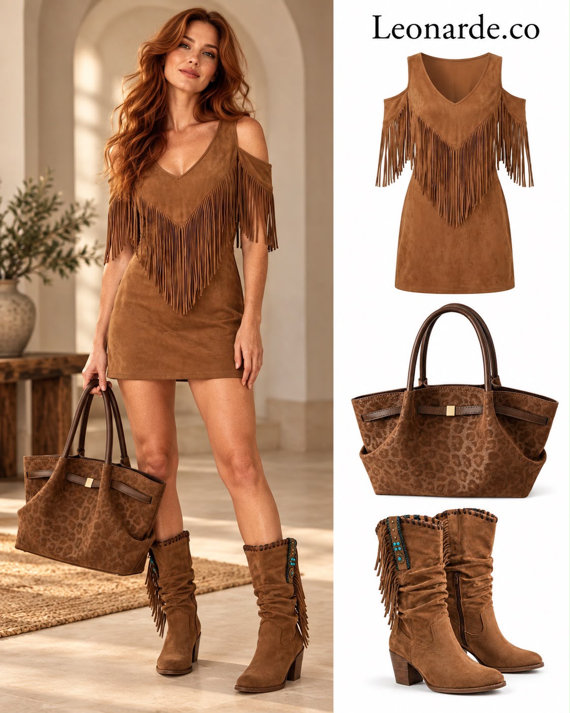 Western Chic – Dress, Boots & Bag Bundle by Leonardé