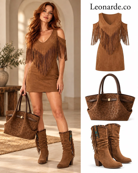 Western Chic – Dress, Boots & Bag Bundle by Leonardé