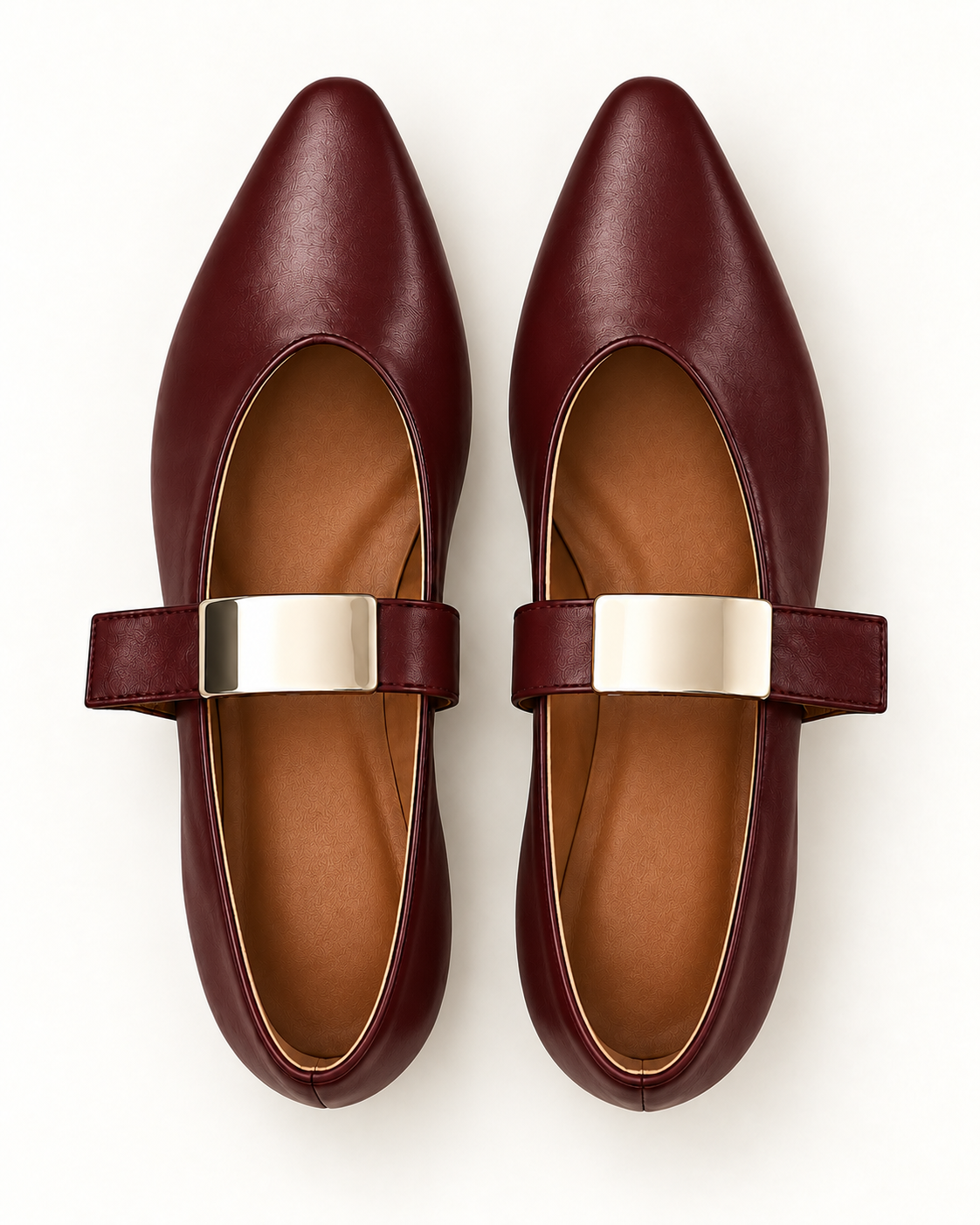 Pointed-Toe Buckle Mary Jane Flats by Leonardé