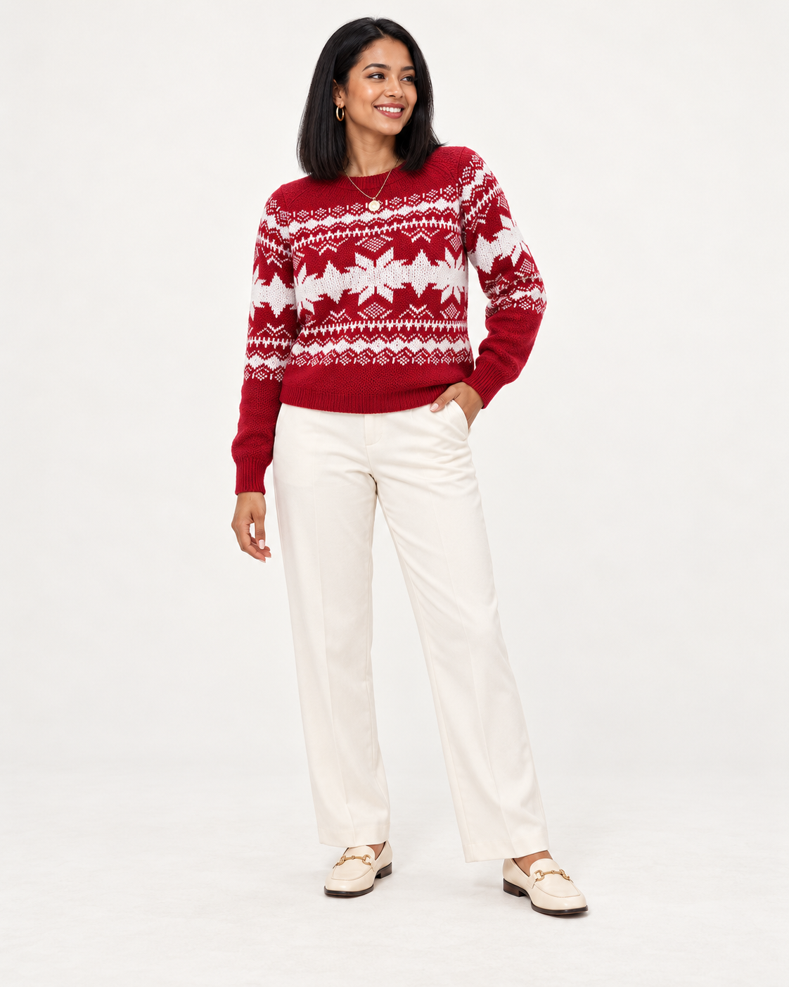 Wine Red Fair Isle Christmas Sweater