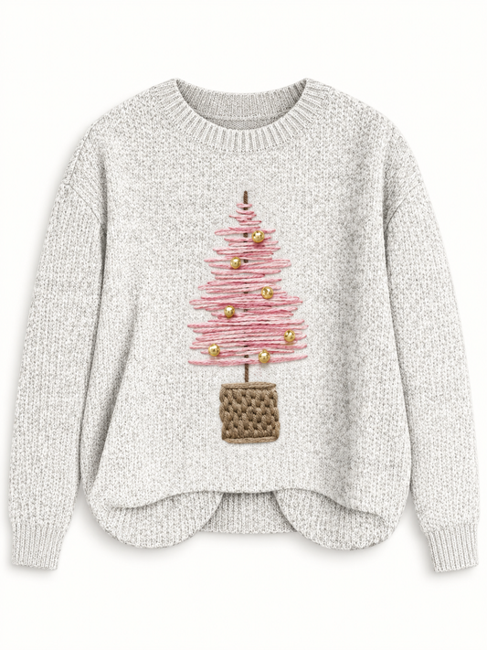 Printed Festive Crewneck Sweater