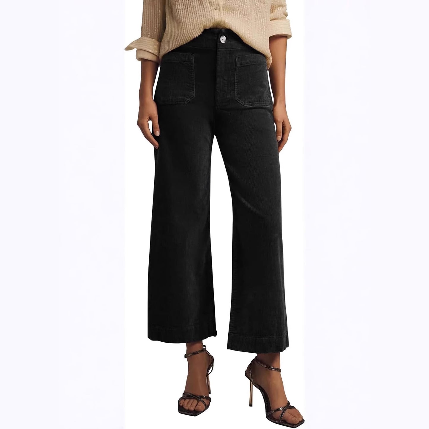 Women's Casual High-waisted Straight-leg Button-up Pants