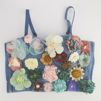 Denim Vest Short Feminine And Multi-color Sling Wrapped Chest And Wear Underwear