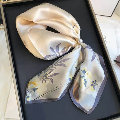 Beige Silk Square Scarf For Womenversatile And Easy To Style