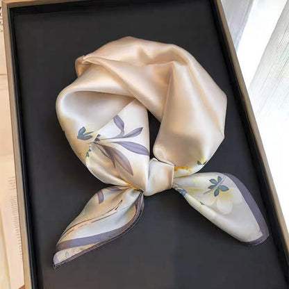 Beige Silk Square Scarf For Womenversatile And Easy To Style