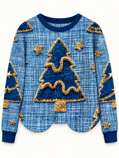 Printed Festive Crewneck Sweater