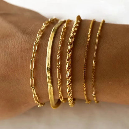 Stainless Steel 5-piece Set Simple Bracelet Does Not Fade