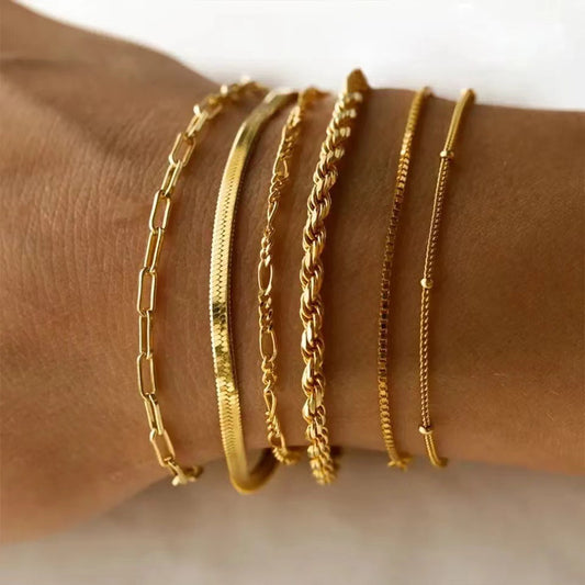 Stainless Steel 5-piece Set Simple Bracelet Does Not Fade