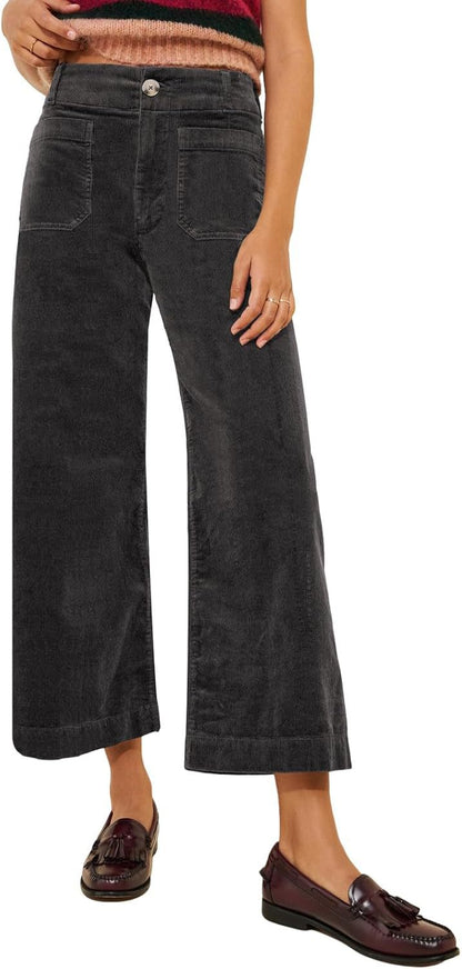 Women's Casual High-waisted Straight-leg Button-up Pants