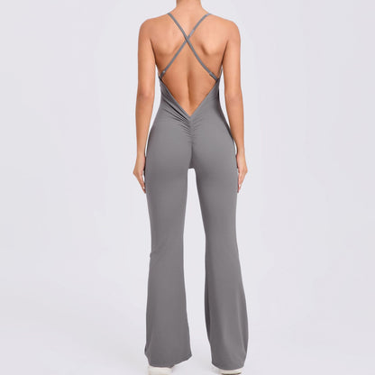 Adjustable Shoulder Strap Horn Yoga Jumpsuit