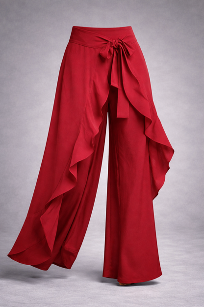 Wide-leg Culottes, Irregular Chiffon Lotus Leaf