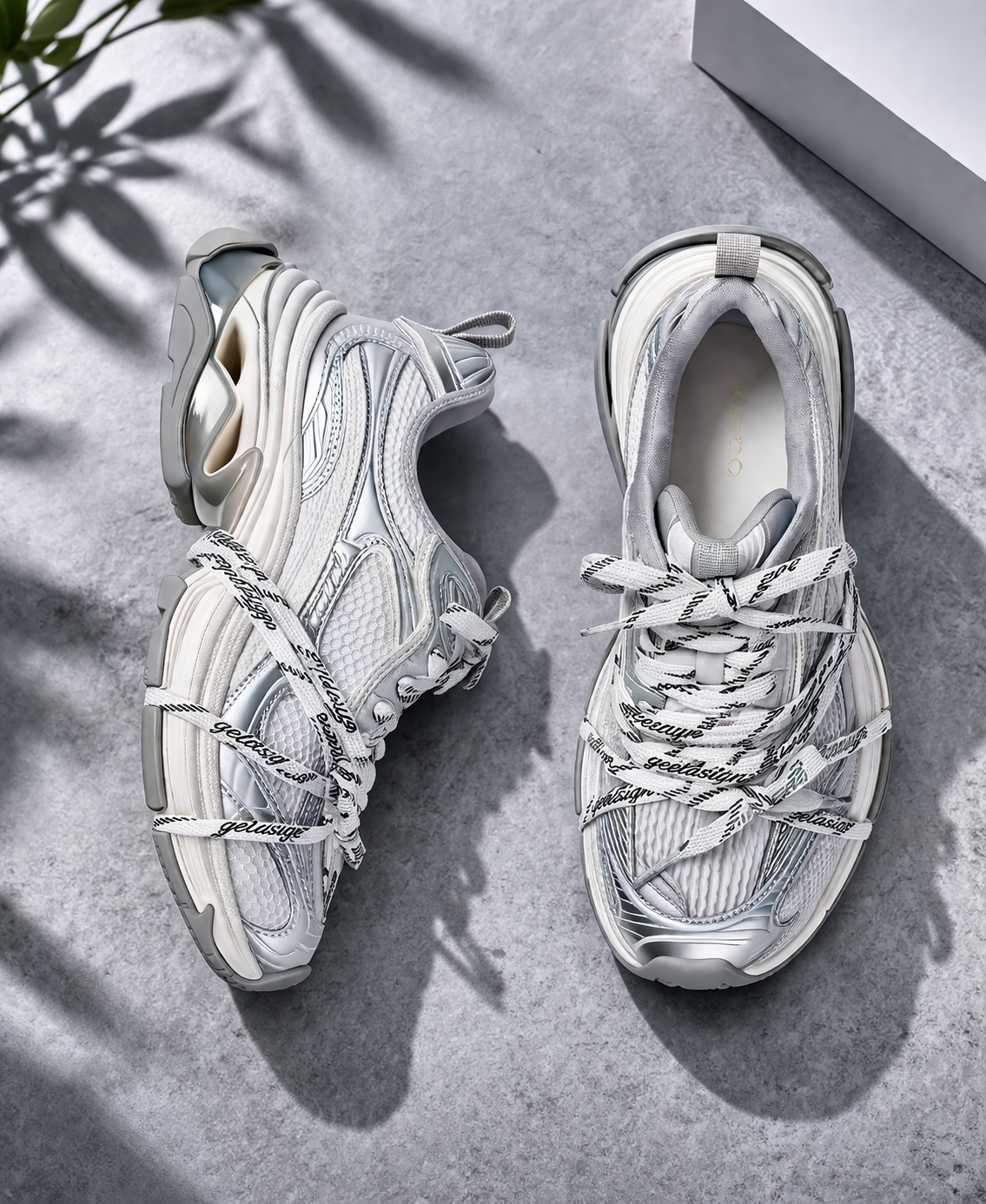 Silver Designer Dad-style Athletic Casual Shoes