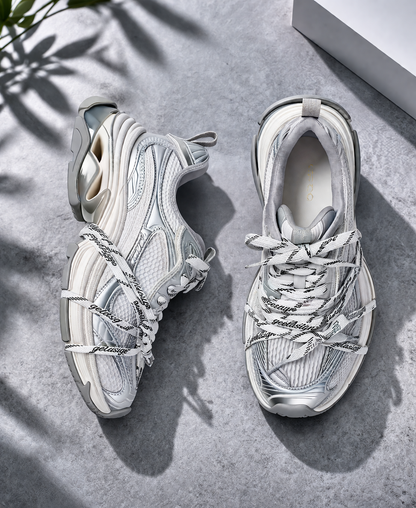 Silver Designer Dad-style Athletic Casual Shoes