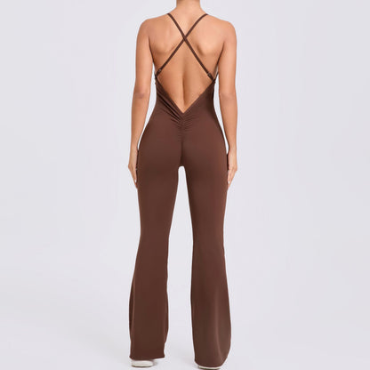 Adjustable Shoulder Strap Horn Yoga Jumpsuit