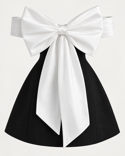 Black And White Contrasting-color Dress