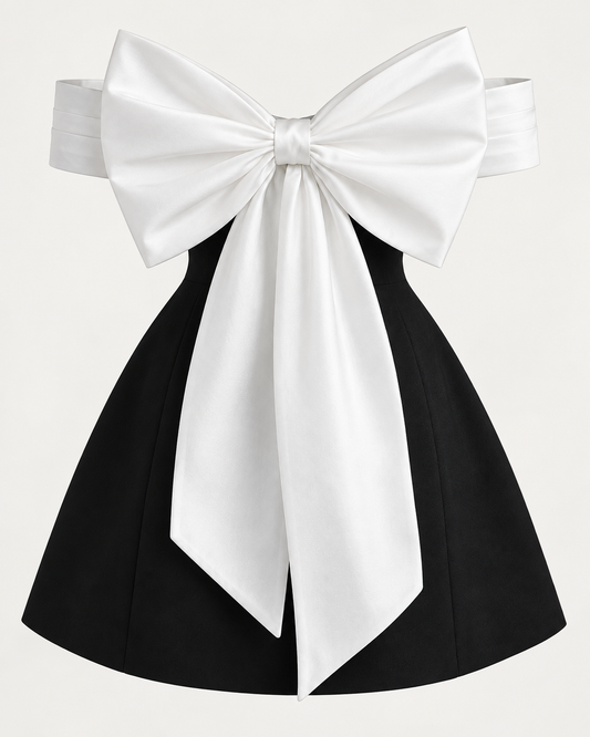 Black And White Contrasting-color Dress