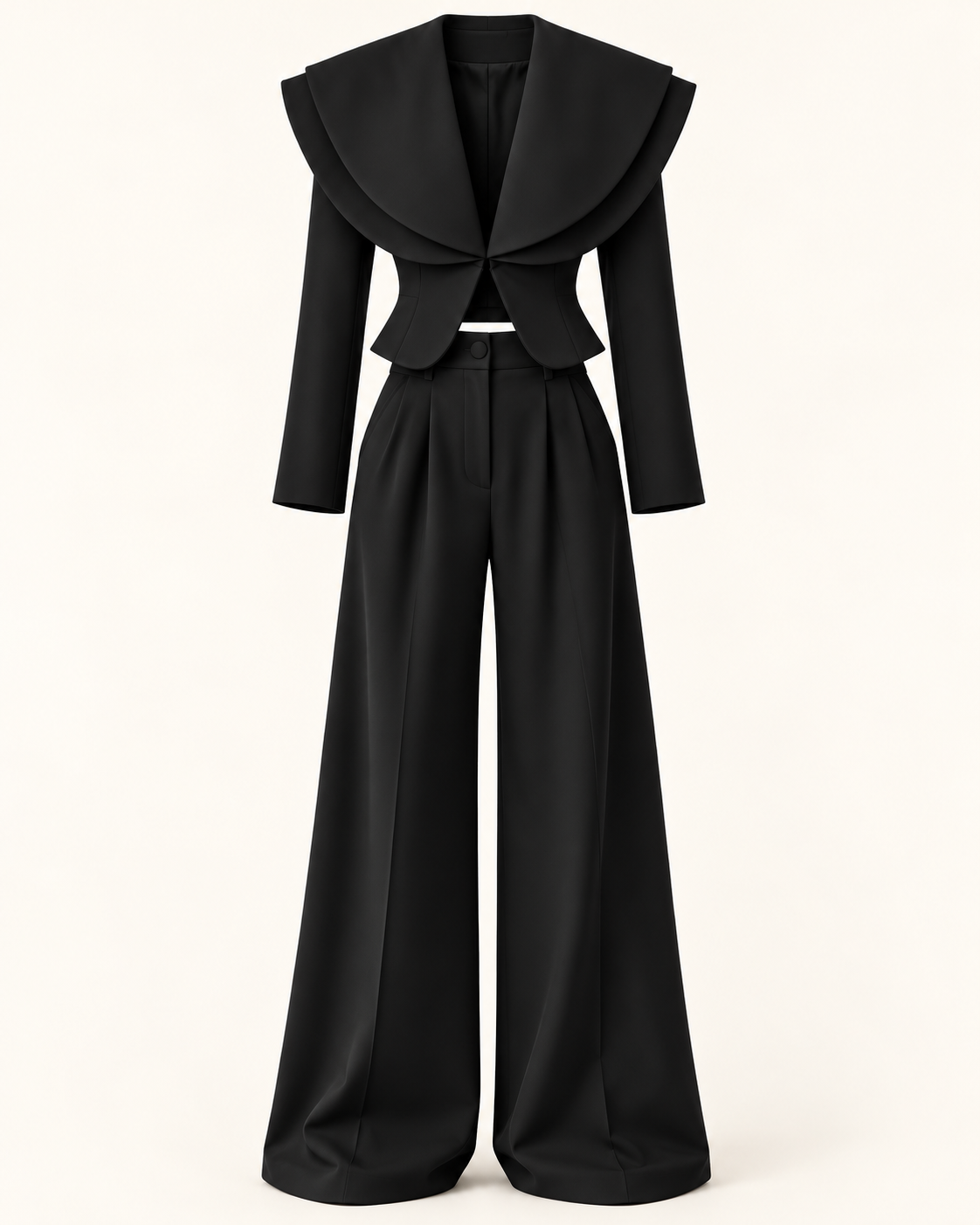 Conjunto de blazer e calças em preto