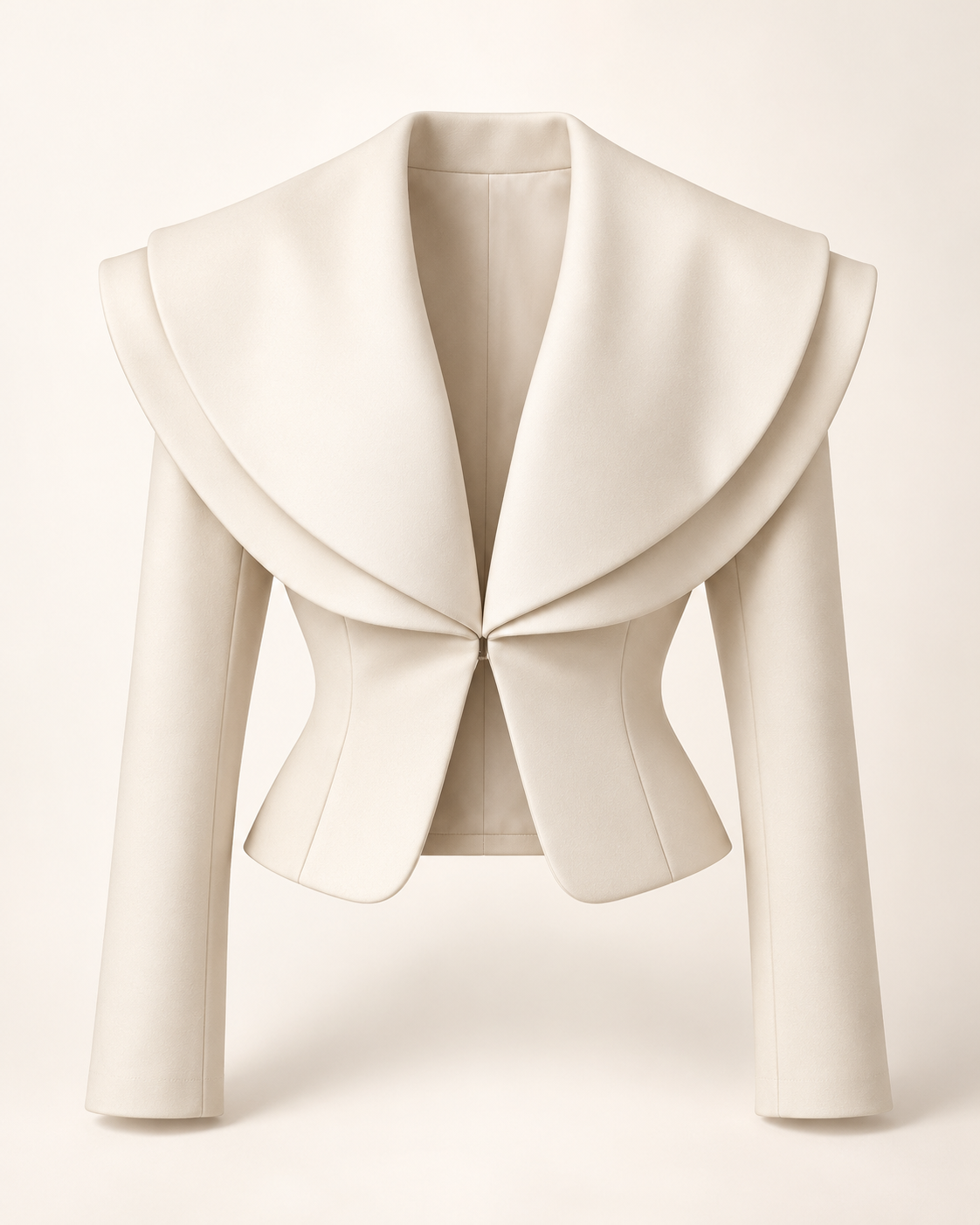 Blazer curto marfim com lapelas largas