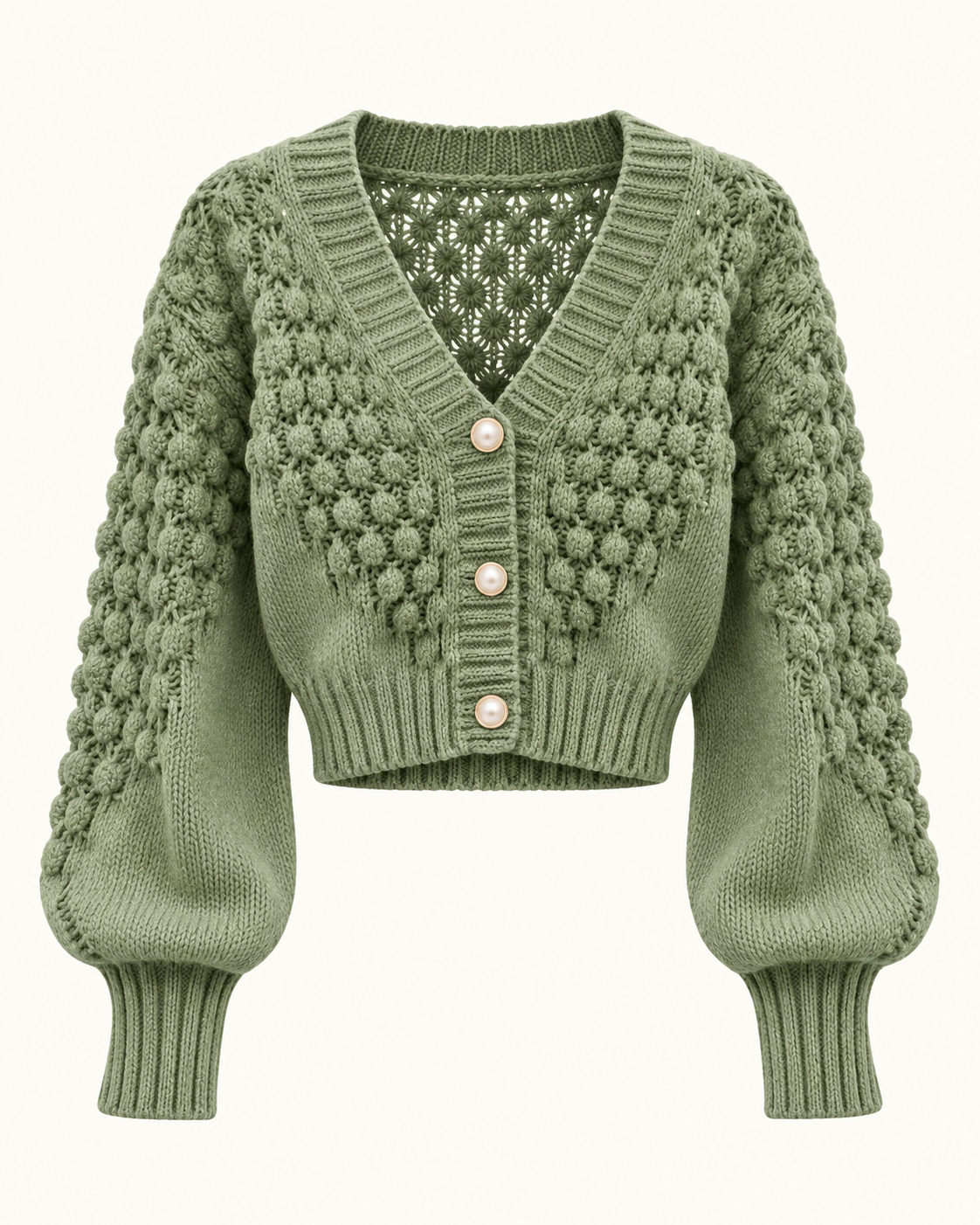 Cardigan verde vista frontal
