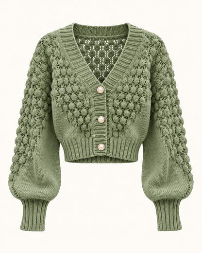 Cardigan verde vista frontal