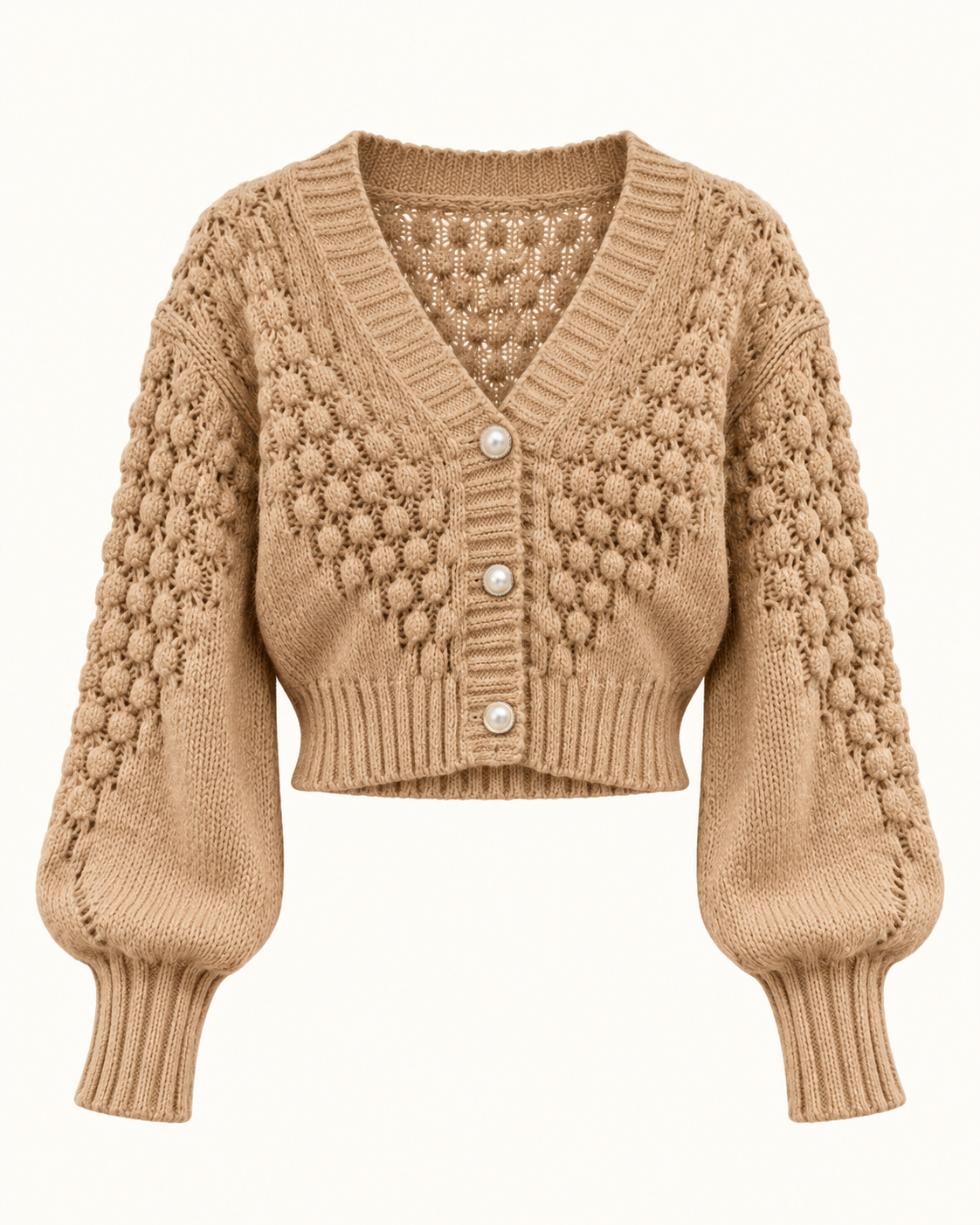 Cardigan de malha em caqui