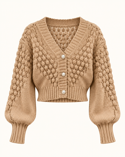 Cardigan de malha em caqui